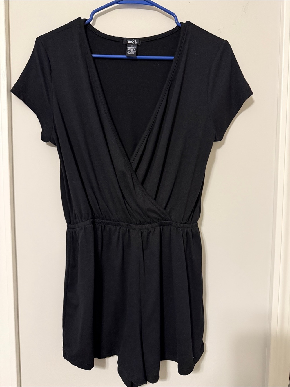 Rue21 Black Surplice Short Sleeve Romper